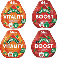 Robinsons 2x Vitality Peach, Mango & Passion Fruit +2x Boost Benefit Drops Raspberry, Strawberry & Acai with Vitamin B6 | By SHANZA DEPARTMENTALS