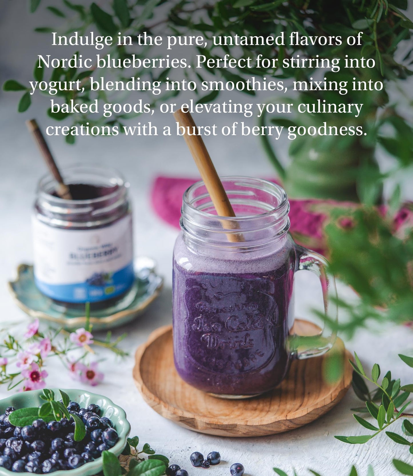 LOOV Wild Blueberry Powder Organic (Pomace Powder), Wild-Crafted from Nordic Forests, Made of Wild Bilberry Skins and Seeds Only, no Added Sugar, High in Fiber, 100 g