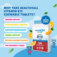 Health4All Kids Vitamin B12 180 Chewable Tablets, 6 Months Supply, for Children 3+