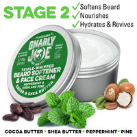 TRADEMARK GNARLY JOE EST.MMXVII Gnarly Joe Beard Rescue & Revive Gift Pack - Beard Softener 85ml & Exfoliant 50g Set for Men - Beard Cream & Face Scrub with Cocoa Butter, Peppermint & Coconut - Beard Conditioner - Made in UK