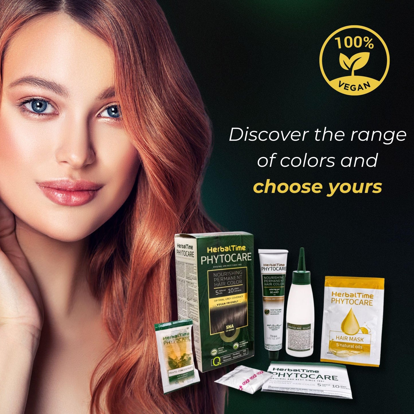 Herbal Time Phytocare Permanent Hair Dye Color Ice Brown 5NA | Professional Natural Hair Dye Kit | Nourish and Protect Your Hair | Ammonia, PPD and SLS Free | 124.5 ml