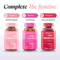 novomins Fertility Supplements for Women - 400ug Folic Acid, Inositol, Vitamin D, C, E, CoQ10-25 Prenatal Vitamins - Vegan & Gluten Free Conception Vitamins for Women - 60 Fertility Gummies - Novomins