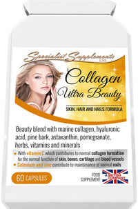 Specialist Supplements Collagen Ultra Beauty Marine Collagen, Hyaluronic Acid, Vitamin, Mineral, Herbal and Nutrient Complex