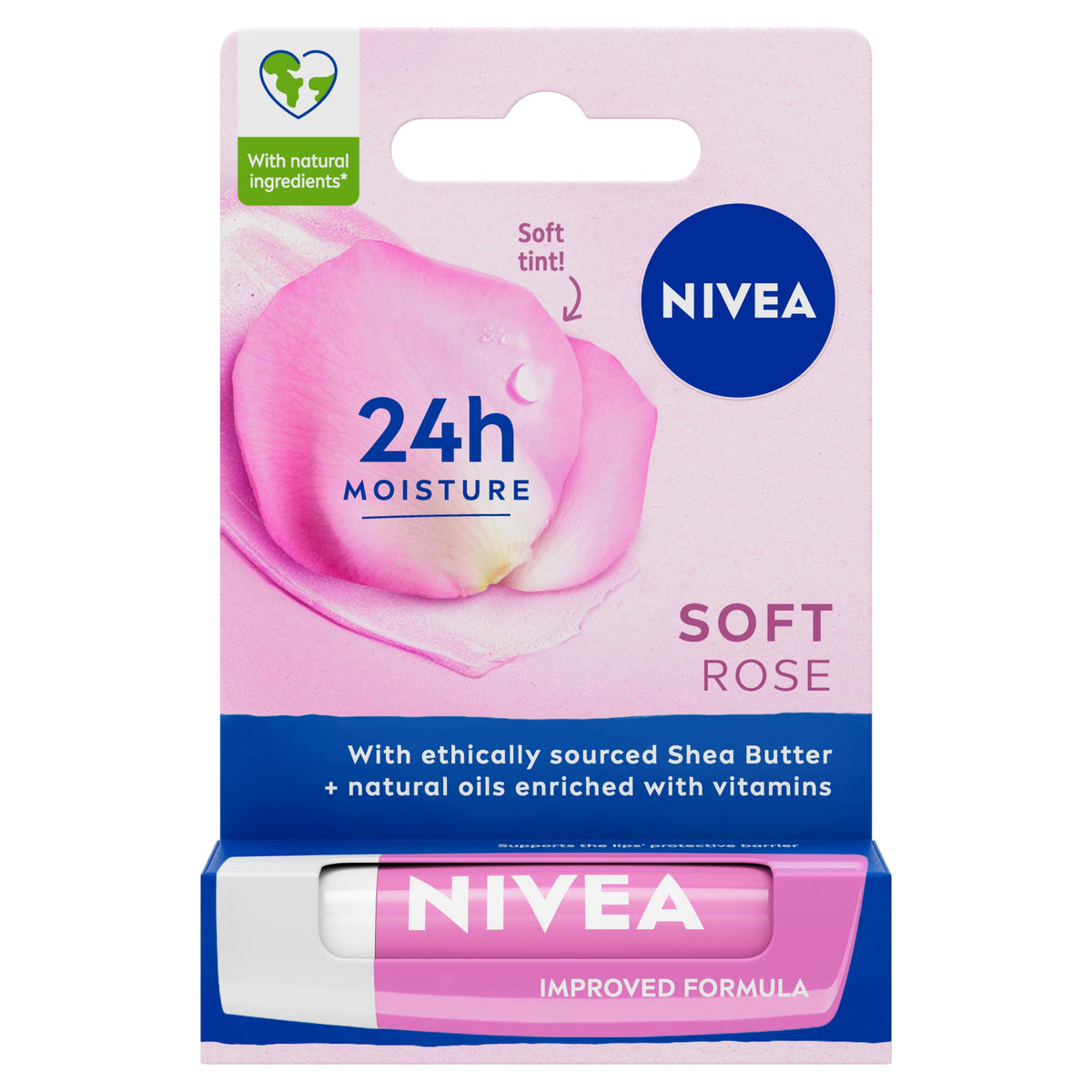 NIVEA Soft Rose Lip Balm (4.8g), Balm with Shea Butter, Natural Oils and Vitamins, Lip Care Offers 24h Deep Moisture and Underlines Natural Rosiness of Lips