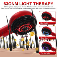 Nukdey Scalp Massaging Brush 3 in 1 Scalp Massaging Comb Electric Hair Oil Applicator for Hair-Growth Head SPA with 3 Massage Modes,660nm Red Light Therapy Waterproof Portable Scalps for Head Home Relaxation