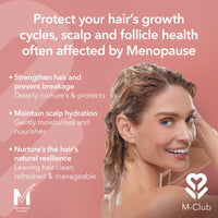 M-Club Menopause Shampoo - For Women Strengthens & Hydrates Menopause Hair – Made From Upcycled Coffee Oil this Shampoo for Menopausal Hair aids Scalp & Follicle Health - Vegan Eco Formula - 2x 250ml