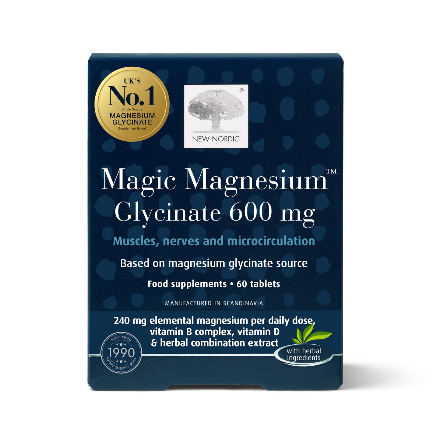 New Nordic Ltd New Nordic Magnesium Glycinate 600mg Sleep Nerve & Electrolyte Balance 60ct