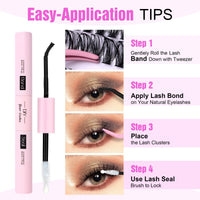 Pawotence Eyelash Extension Kit Cluster Lashes Individual Cluster 9-16mm Lash Extension Kit with Lash Bond and Seal, Lash Tweezers for Self Use,280pcs Individual Eyelashes Kit (30D-40D KIT)