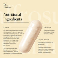The Naked Pharmacy | Saffrosun Calm | Emotional Balance | Fatigue & Menopause | with Vitamin B12 | High Strength | Natural No Additives | Vegan | 60 Capsules