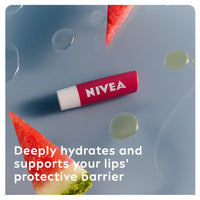 NIVEA Watermelon Shine Lip Balm (4.8g), Flavoured Lip Balm with Shea Butter, Natural Oils and Vitamins, Provides 24h Moisture and a Pink Shine, Vegan Lip Care Formula