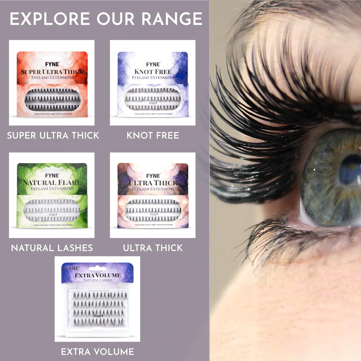 FYNE Super Ultra Thick Individual Eyelashes - 240 Eyelash Clusters - 8mm / 10mm / 12 mm Ultra Thick Natural Lashes - Volume Cluster Lashes - Durable False Eyelash Extensions - 4 Packs of Lashes