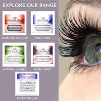FYNE Super Ultra Thick Individual Eyelashes - 240 Eyelash Clusters - 8mm / 10mm / 12 mm Ultra Thick Natural Lashes - Volume Cluster Lashes - Durable False Eyelash Extensions - 4 Packs of Lashes