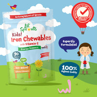 Iron Tablets for Kids with Vitamin C | 90 Chewable Tablets (3 Months Supply) | Natural Berry Flavour | Vegan Iron Supplement for Kids | by Lil' Sprouts