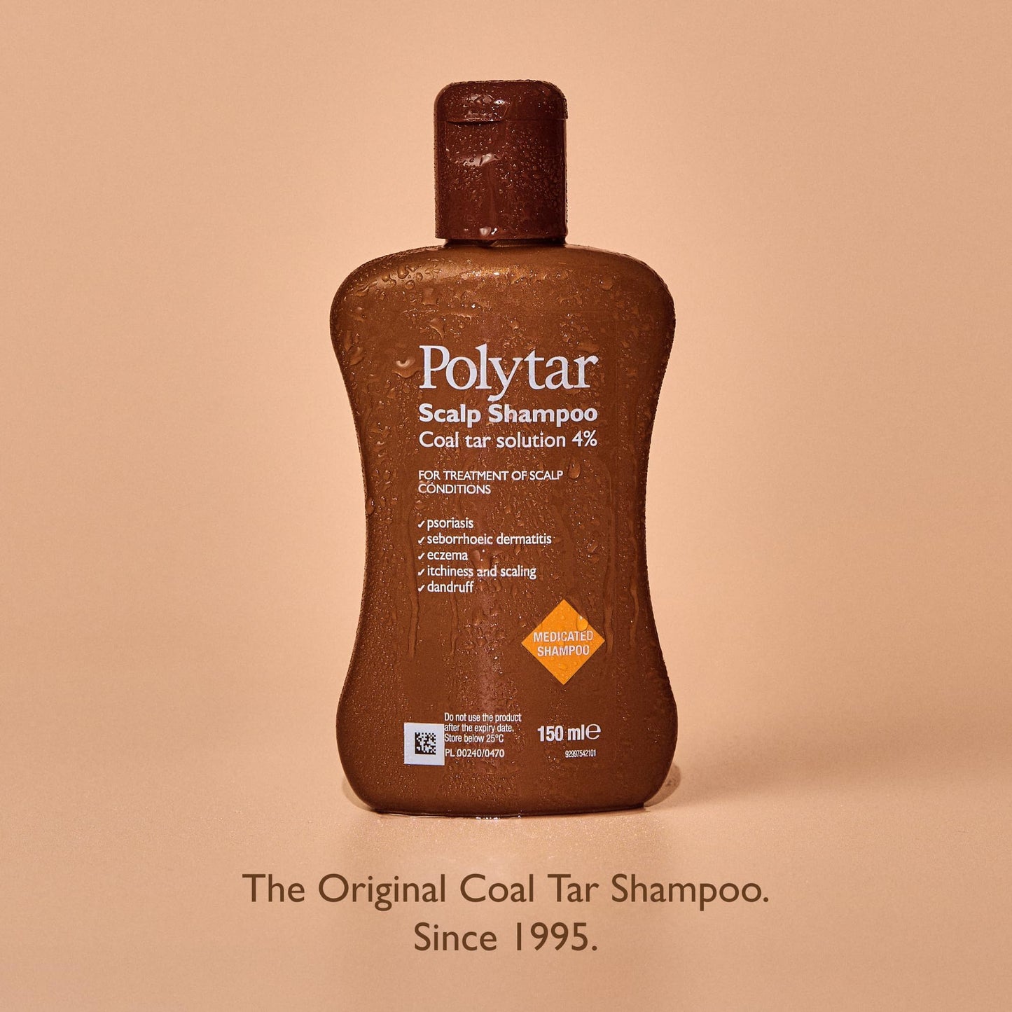 Polytar Scalp Shampoo, For Scalp Conditions, Reduces Itching, Inflammation and Scales, Shampoo Treats Psoriasis, Seborrhoeic Dermatitis, Eczema and Dandruff, Contains Coal Tar Solution, 1 x 150ml