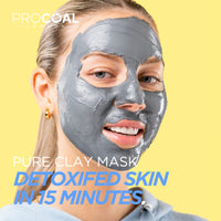 Charcoal Face Masks Skincare for Men and Women 70ml by Procoal - Clay Mask Targets Clogged Pores, Impurities, Toxins & Excess Oil, 100% Recyclable Packaging, Cruelty-Free - Made in UK