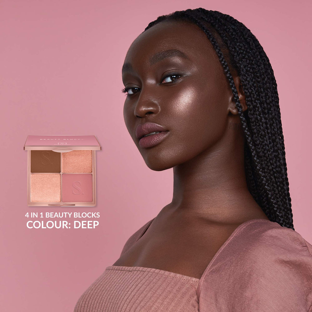 SCULPTED by Aimee Connolly Beauty Blocks 4-in-1 Face Palette from Sculpted by Aimee (Deep) - Vegan Bronzer, Blusher, Powder & Cream Highlighters to Define and Glow