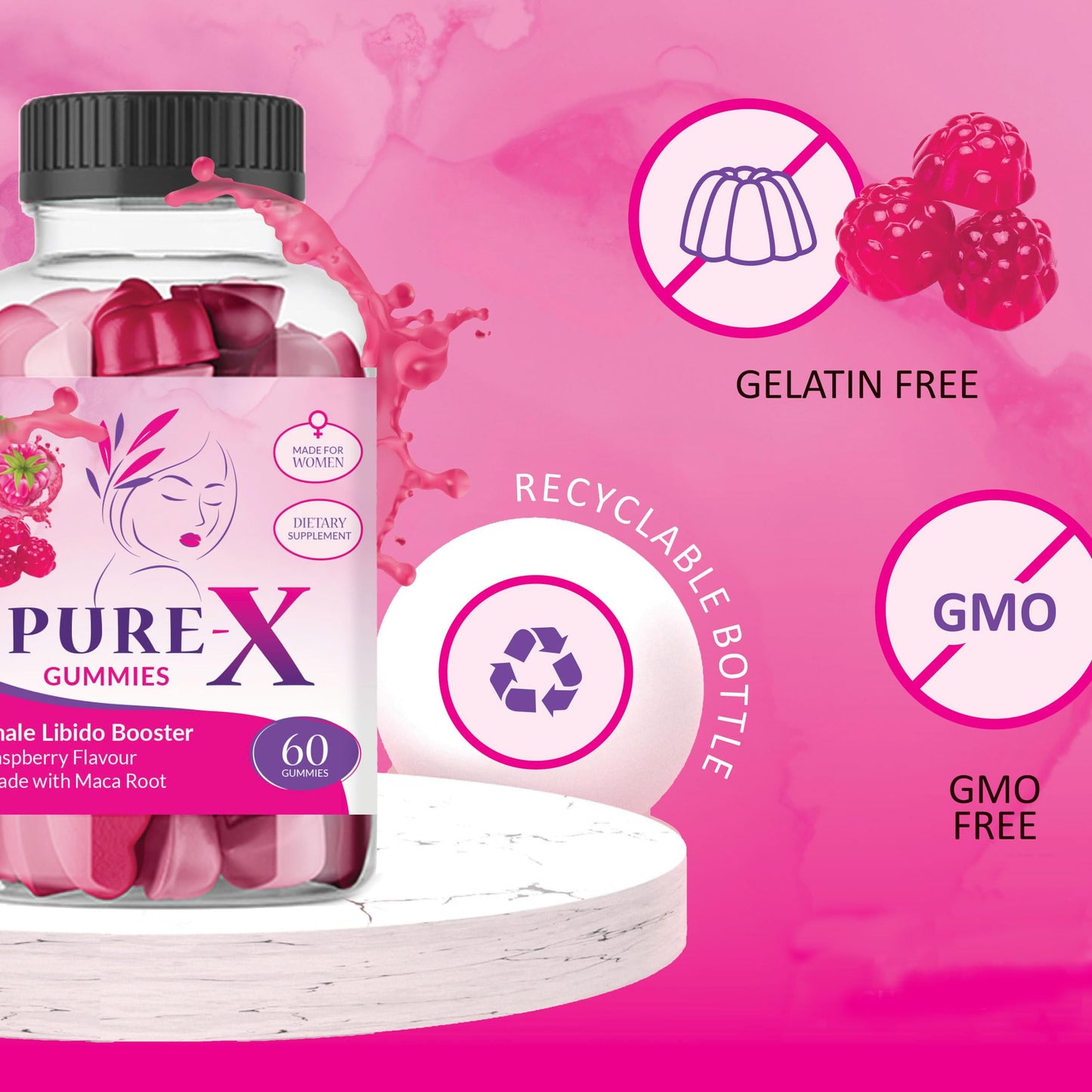 ABBRAY Pure X Gummies | Libido Boost for Women | with Maca Root | x60