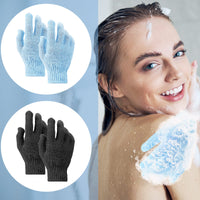 Sibba 2 Pair Bath Gloves for Shower Natural Loofah Exfoliating Wash Gloves for Body and Face, Dead Skin Remover, Double Sided Microfibre Shower Body Gloves for Adults and Kids
