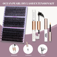 ocean pearl Ocean Pearl Cluster Lashes Kit 320PCS Individual Eyelashes 40D+50D+100D Eyelash Extension Kit 11-20mm False Eyelashes DIY Lash Extension Natural Lash Clusters with Super Bond&Seal&Remover&Tweezer-100D