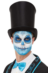 Smiffys Make-Up FX, Day Of The Dead Kit, Aqua, Blu Facepaints, Transfers, Crayon, Sponge & Applicator, Cosmetics and Disguises Fancy Dress, Halloween Dress Up Cosmetics & Disguises.