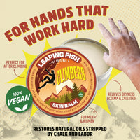 LEAPING FISH Climber's Skin Balm - Natural Vegan - Essential Oil Recovery Salve - Hand Moisturiser for Cracked Skin - Eco-Friendly Non-Greasy Formula - Unscented 60g Tin