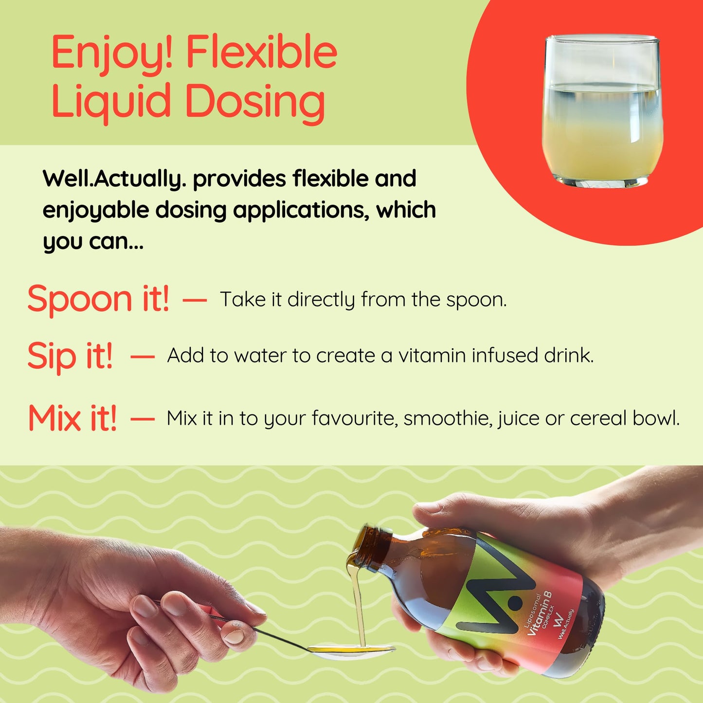 WELL ACTUALLY Liposomal Vitamin B Complex High Strength and Bioavailability - 8 Essential B Vitamins Complex for Energy, Brain, Metabolism Support - Tropical Flavour (50 Servings)