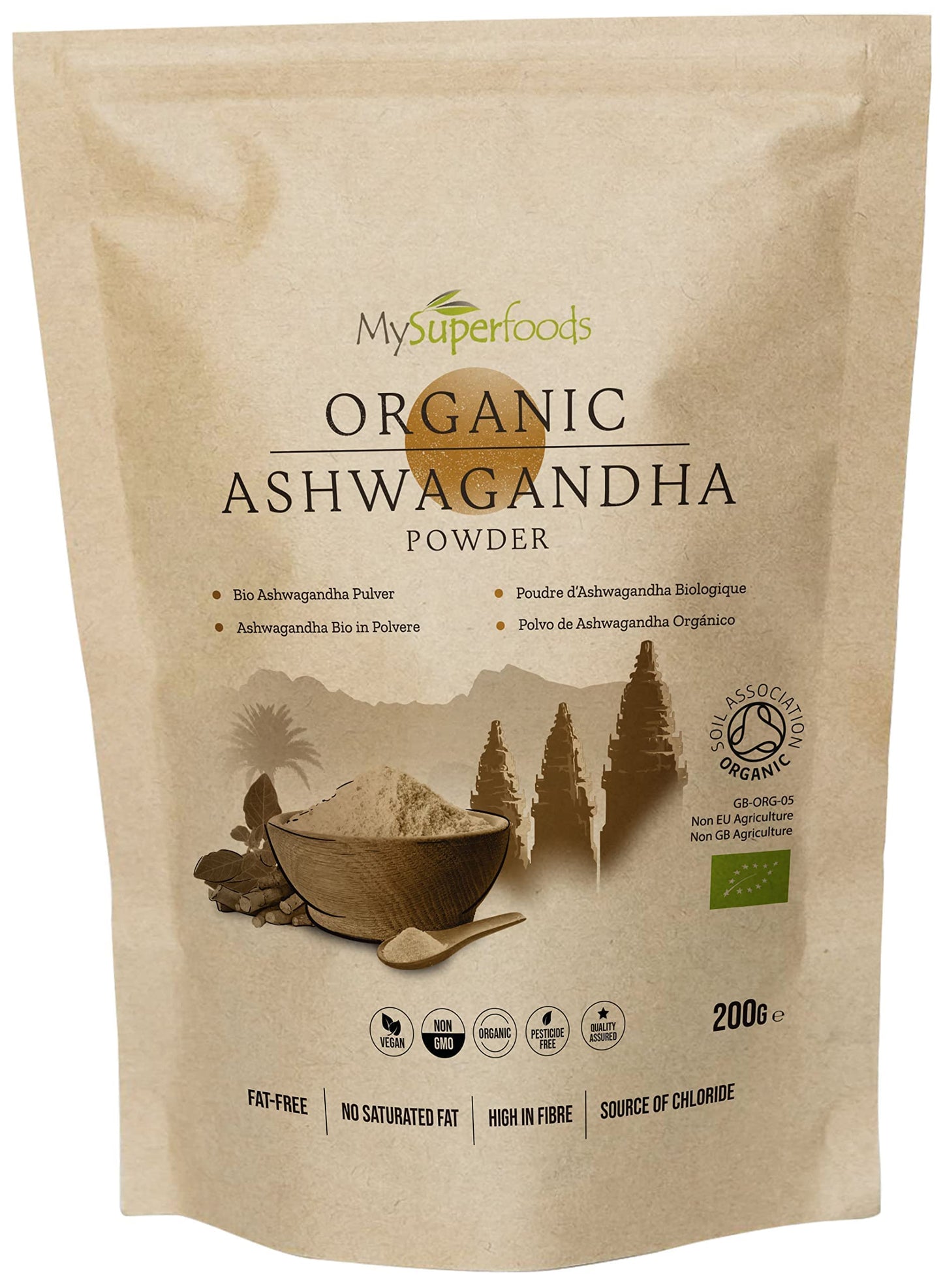 MySuperfoods Organic Ashwagandha Powder 200g, Rich Source of Vitamin B6 & B12
