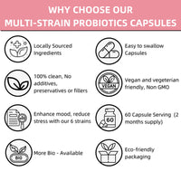 Mad Diet Multi-Strain Probiotics | Mood and Stress Formula | 6 Strains Backed by Science | Zero Additives | Enhanced Viability | 60 Capsules– 2 Month Supply | Brain and Gut Health