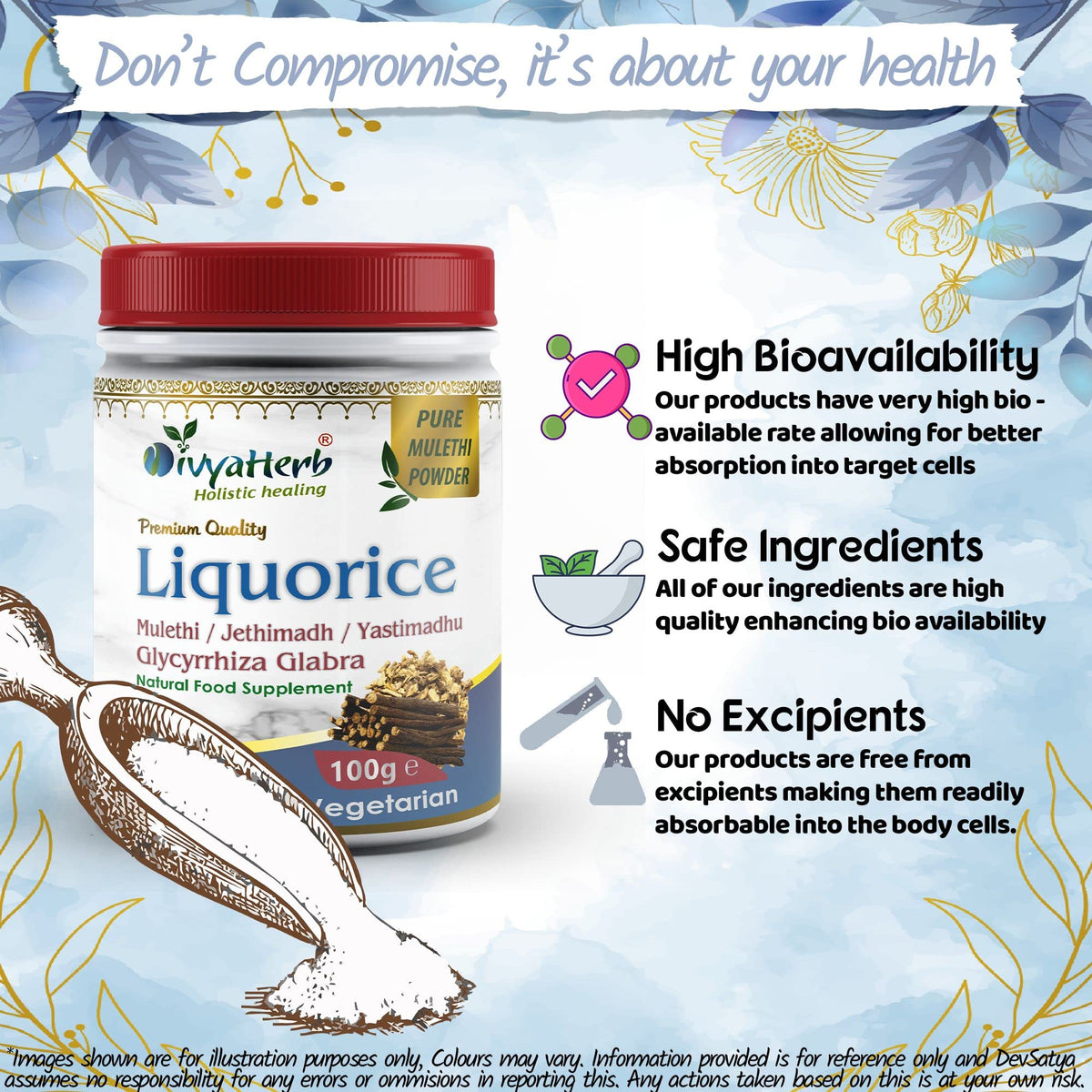 DivyaHerb Liquorice Root Powder (Yastimadhu - Mulethi - Jethimadh)