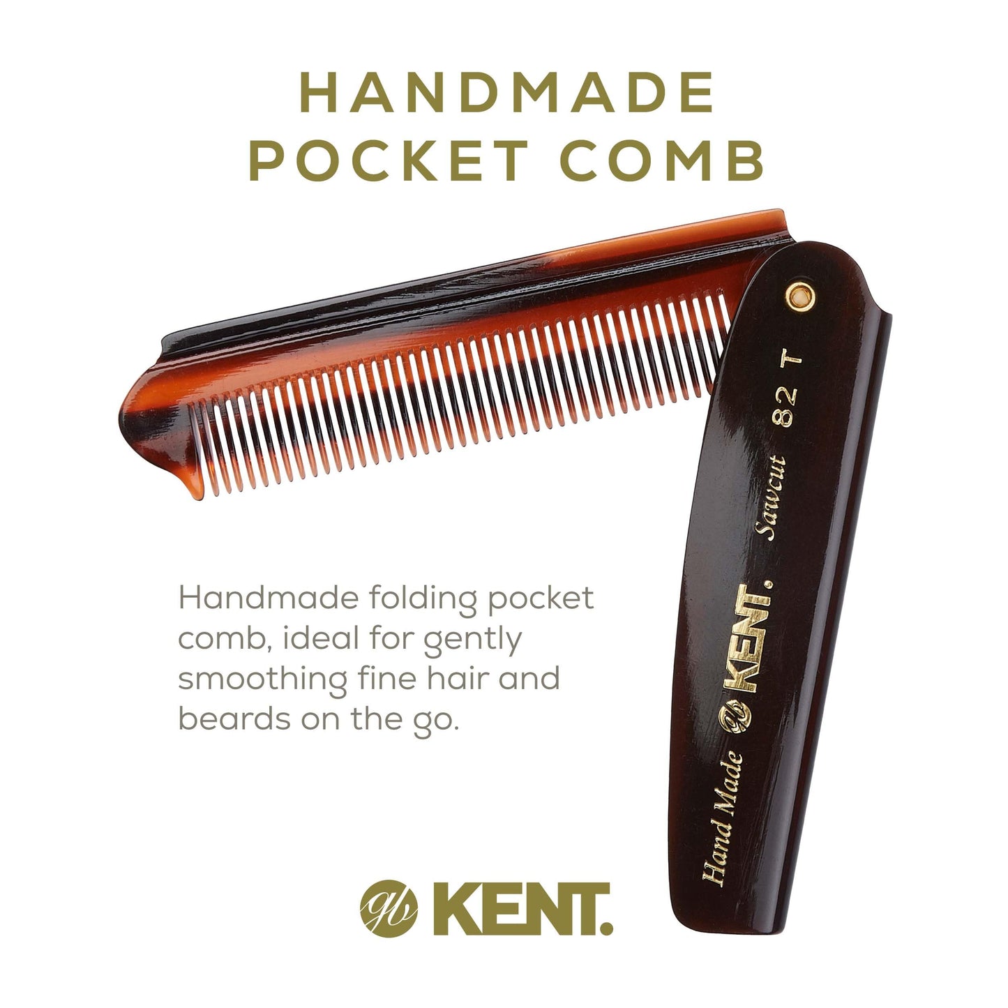 KENT Kent Brushes Handmade Combs Large Folding Pocket Comb for Men