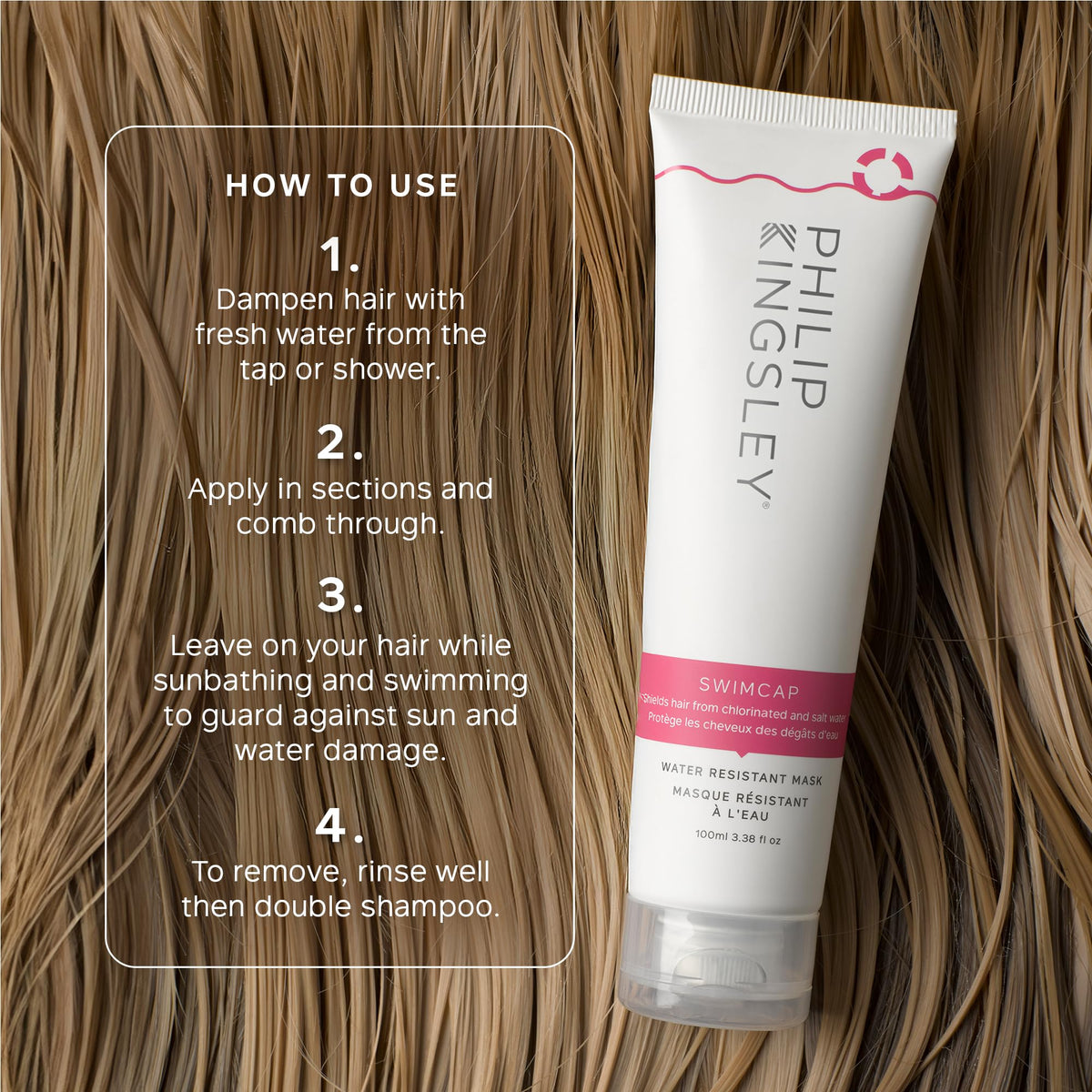 Philip Kingsley | Swimcap - Chlorine Hair Protection Water Resistant Mask | Swim Hair Mask, Protects Hair from Chlorine, Salt Water and Heat Damage | Hair Colour Protection Products | 100ml