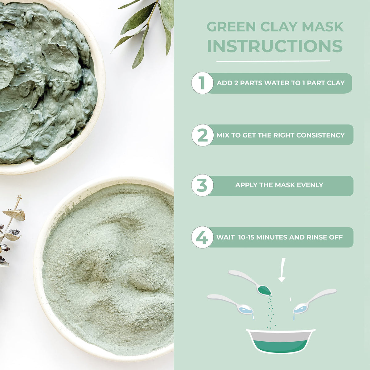 bleu & marine Bretania Bio Organic Green Clay Powder, 100% Natural, Green Clay for DETOX, Firming Body Wrap, Skin Exfoliating, Natural Skin Care, Cellulite Clay - 500 g