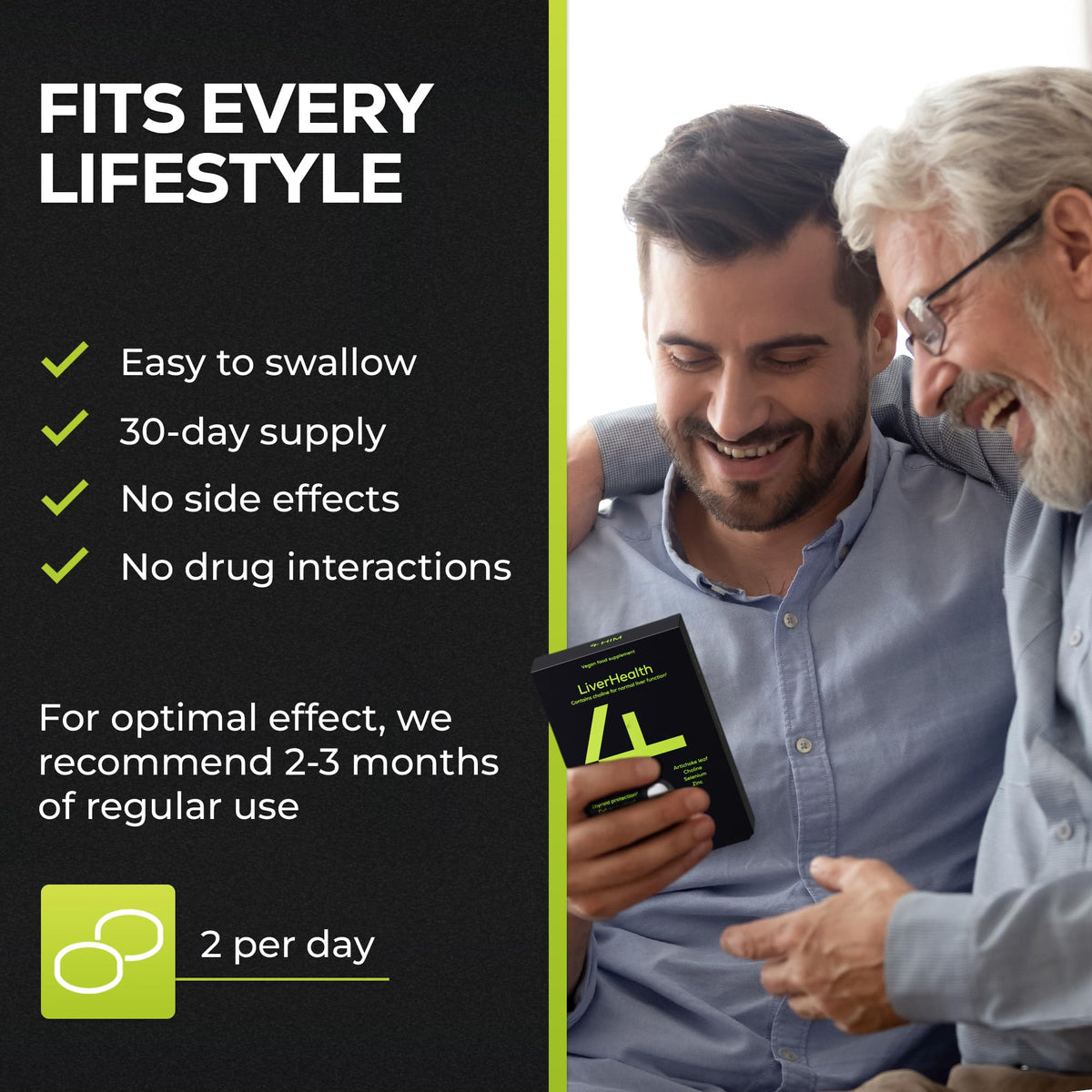 4 HIM LiverHealth Tablets – Choline 90mg & Artichoke 450mg for Liver Function – Selenium for Thyroid – 10-in-1 Complex with Zinc, D3, B6 & B2 – for Men – 60 Vegan Tablets – Lab Tested, GMP-Certified