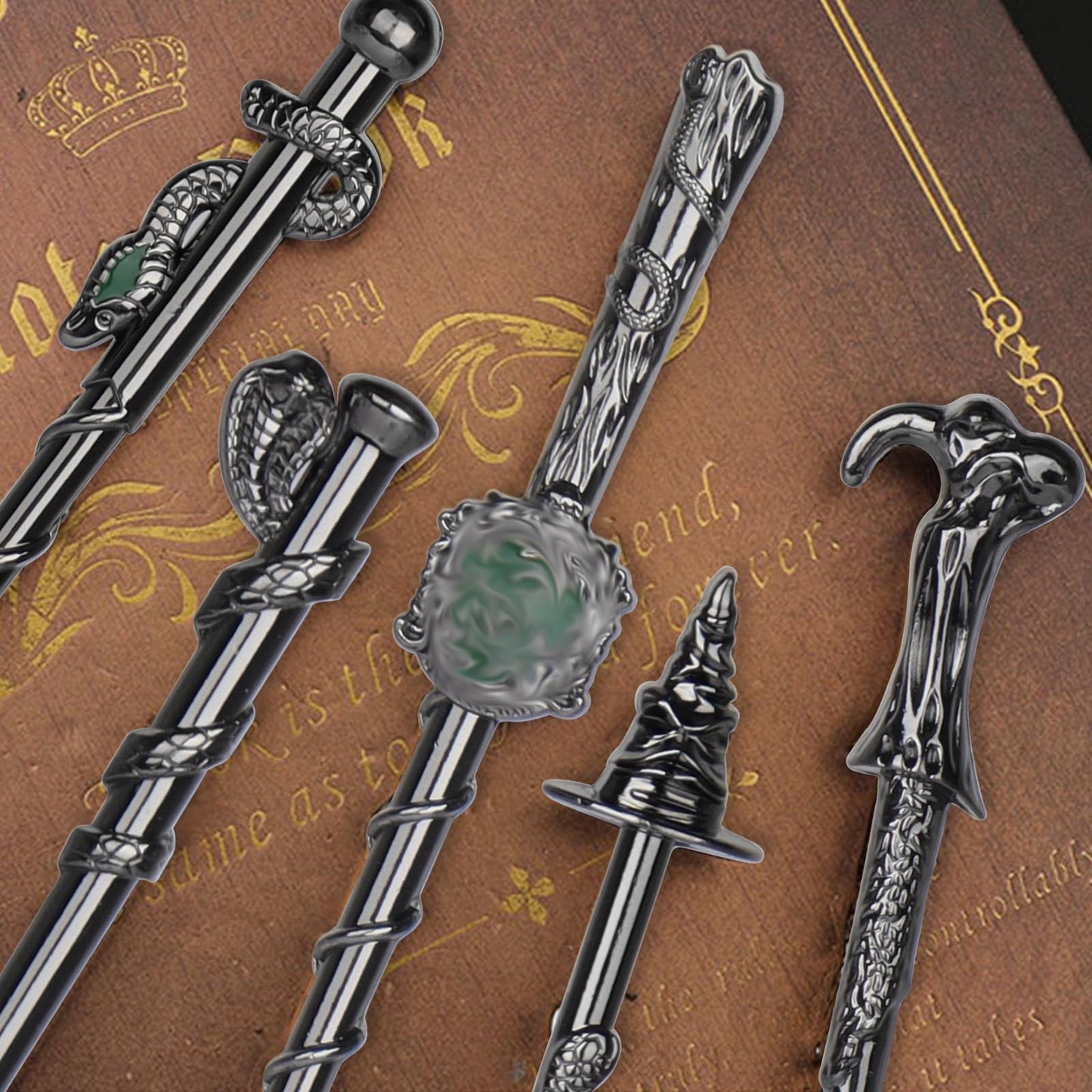 Boyigog 10Pcs Wizard Makeup Brushes Set,3D Silver Handle Metal Wand with Theme Bag,Anime Cosmetic Brushes for Powder Eyeshadow Lips Eyeliner,Portable Makeup Brush Set Gift for Girl Women (Silver)