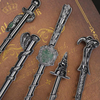 Boyigog 10Pcs Wizard Makeup Brushes Set,3D Silver Handle Metal Wand with Theme Bag,Anime Cosmetic Brushes for Powder Eyeshadow Lips Eyeliner,Portable Makeup Brush Set Gift for Girl Women (Silver)