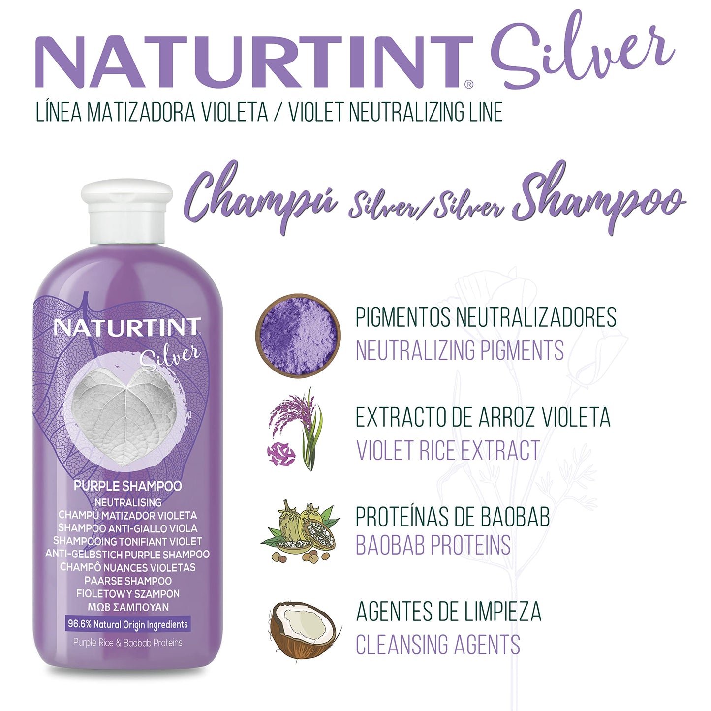 NATURTINT Naturtint Violet Colour Shampoo | Removes Unwanted Yellowish and Copper Tones on Blonde, White and Bleached Hair | 96.6% Natural Ingredients | 330 ml
