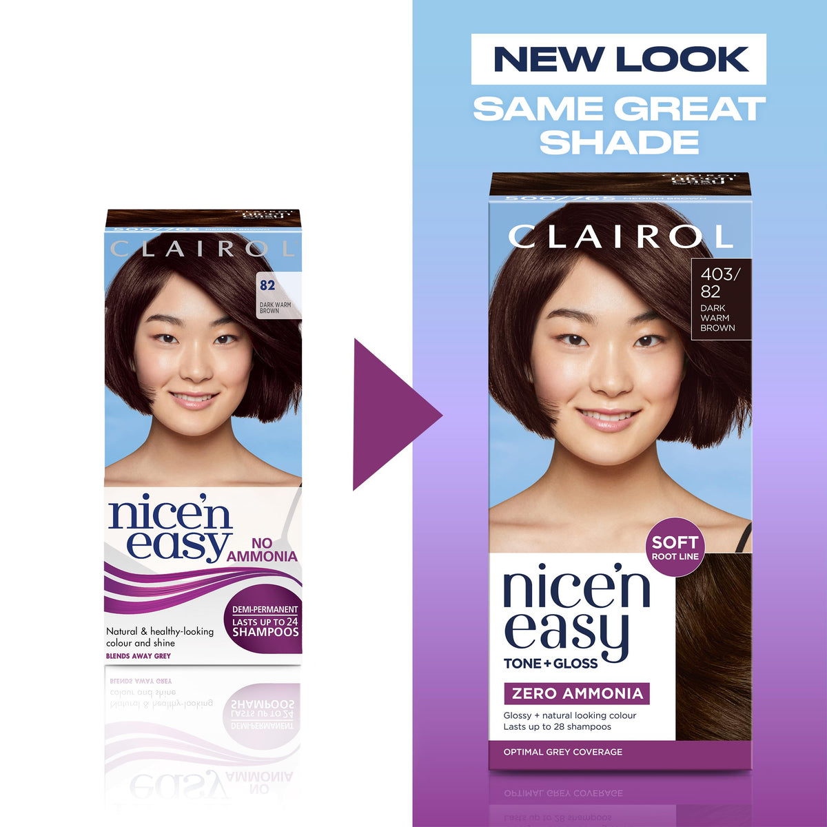 Clairol Nice'n Easy Tone+Gloss Semi Permanent Hair Dye - 403/82 Dark Warm Brown
