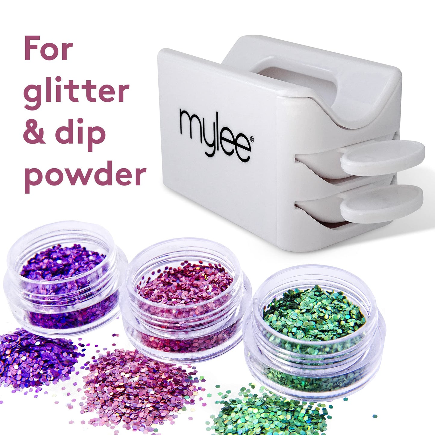 Mylee Glitter Catcher - Two-Tray Design, Apply Glitter, Dip & Acrylic Powder, Nail Dipping Powder Recycling Tool, Glitter and Dip Powders, Nail Dip Powder Tray, Vegan & Cruelty Free
