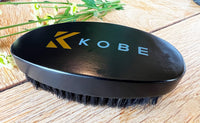 Kobe Gable Palm Brush 100% Natural Boar Bristle Hair Brush/Beard Brush - Military Style Hair Brush - Works Well With Beard Oils - Dark Wood