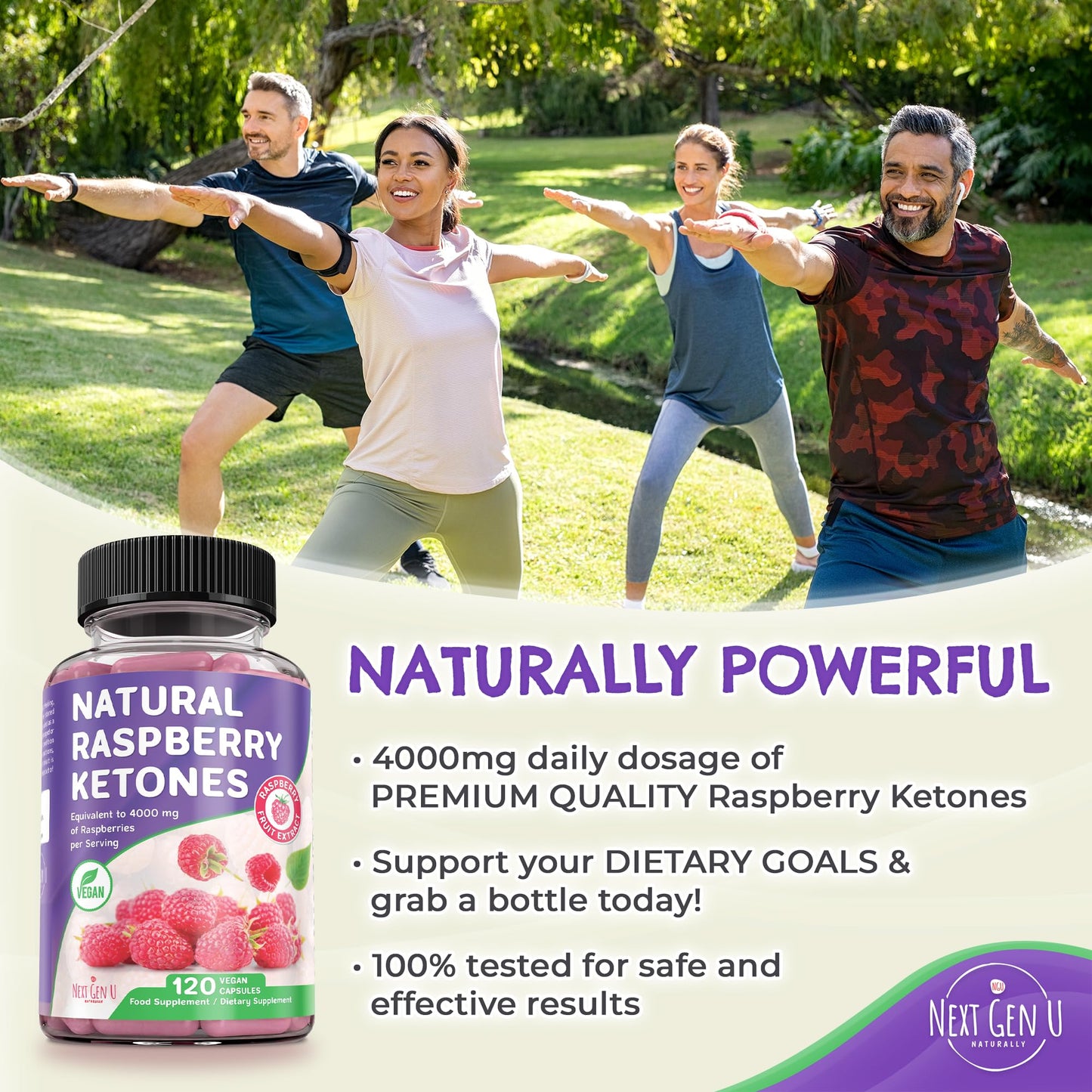 NGU Next Gen U Raspberry Ketones - 4000 mg, 120 Capsules - Food Supplement - to Support Natural Health Management for Adults - by NextGenU