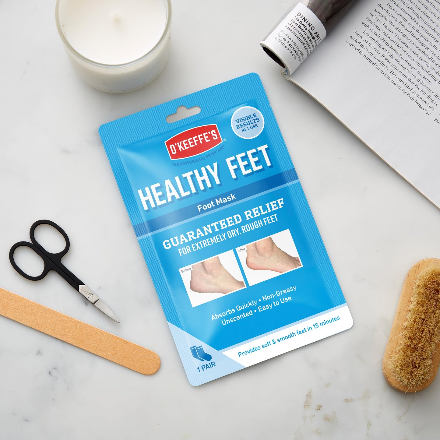 O'Keeffe's O’Keeffe’s Healthy Feet Foot Mask – Intensive Moisturising Sock Treatment for Extremely Dry, Rough Feet & Cracked Heels – Visible Results in One Use (2 Pairs)