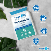 Health4All Potassium Citrate 740mg per Capsule, 90 Vegan Capsules, High Elemental K+