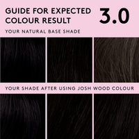 Josh Wood Colour - Ammonia-Free Hair Dye - Permanent Hair Colour with 100% Grey Coverage - Vegan Friendly, Natural-Looking Results, Shiny & Hydrated Hair | 3.0 (Natural Black)