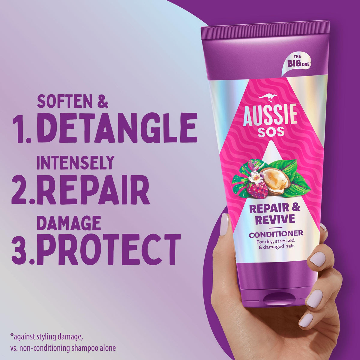 Aussie SOS Repair & Revive Conditioner 350 ml to Leave Dry, Stressed and Damaged Hair Feeling Soft, Smooth and Hydrated, Protects Against Future Damage, Vegan, Infused with Australian Superfoods