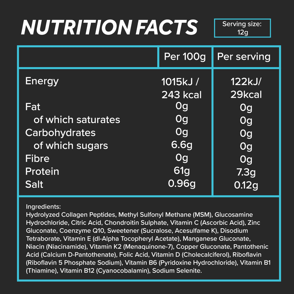 ICON Nutrition Muscle & Joint Performance Powder - Unflavoured, Mix with Your Favourite Drink, Supports Joint Health, Muscle Recovery & Bone Strength – 30 Servings, 360g