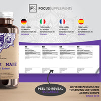 Focus FS Lions Mane | High Strength Lion's Mane Supplement - 90 Lionsmane Capsules 1000mg per Serving | Lionsmane Mushroom Complex | Non-GMO, Gluten & Allergen Free | Made in The UK