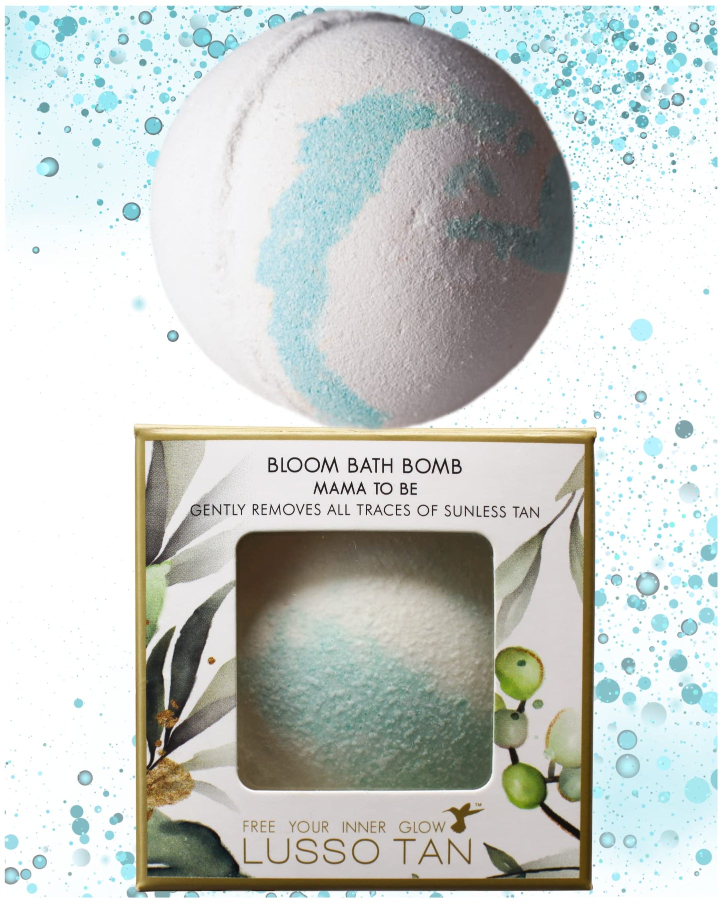 Tan Removing Bath Bomb for Pregnancy - Nourishes and softens Tightly Stretched Skin. Natural, Organic, Vegan and Cruelty-Free Pregnancy-Safe Tan Eraser from Lusso Tan Maternity Range