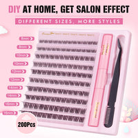 Parriparri Cluster Lashes Kit Clear Band 120Pcs Individual Lashes with Bond and Seal and Lash Extension Applicator Natural Eyelash Extensions Kit False Eyelashes DIY at Home (8-16MM MIX)
