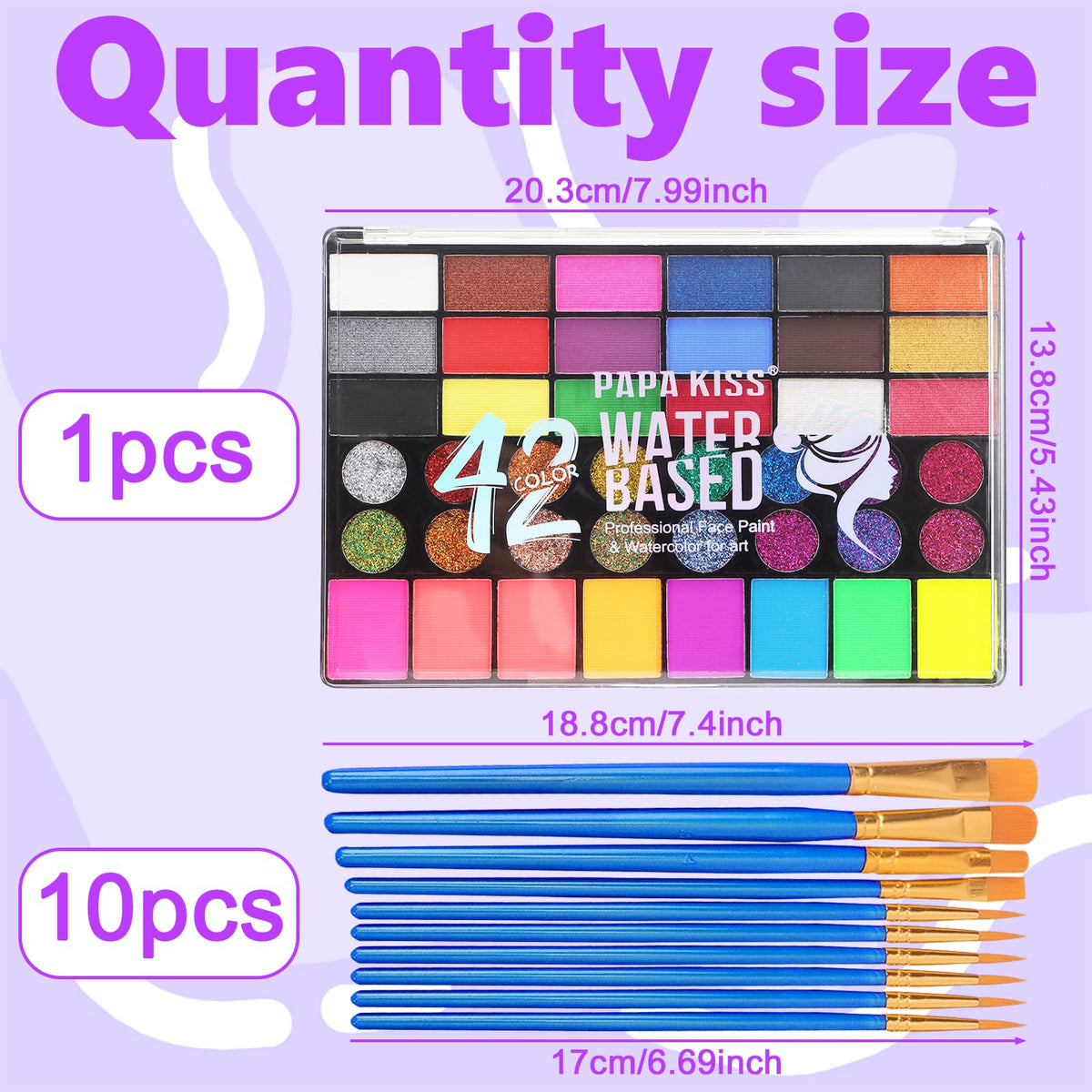 Zefphxs Face Painting Kit, 42 Colors Body Paint With 10 Pcs Brushes, Safe & Non-Toxic Washable for Children Adults Halloween Christmas Party