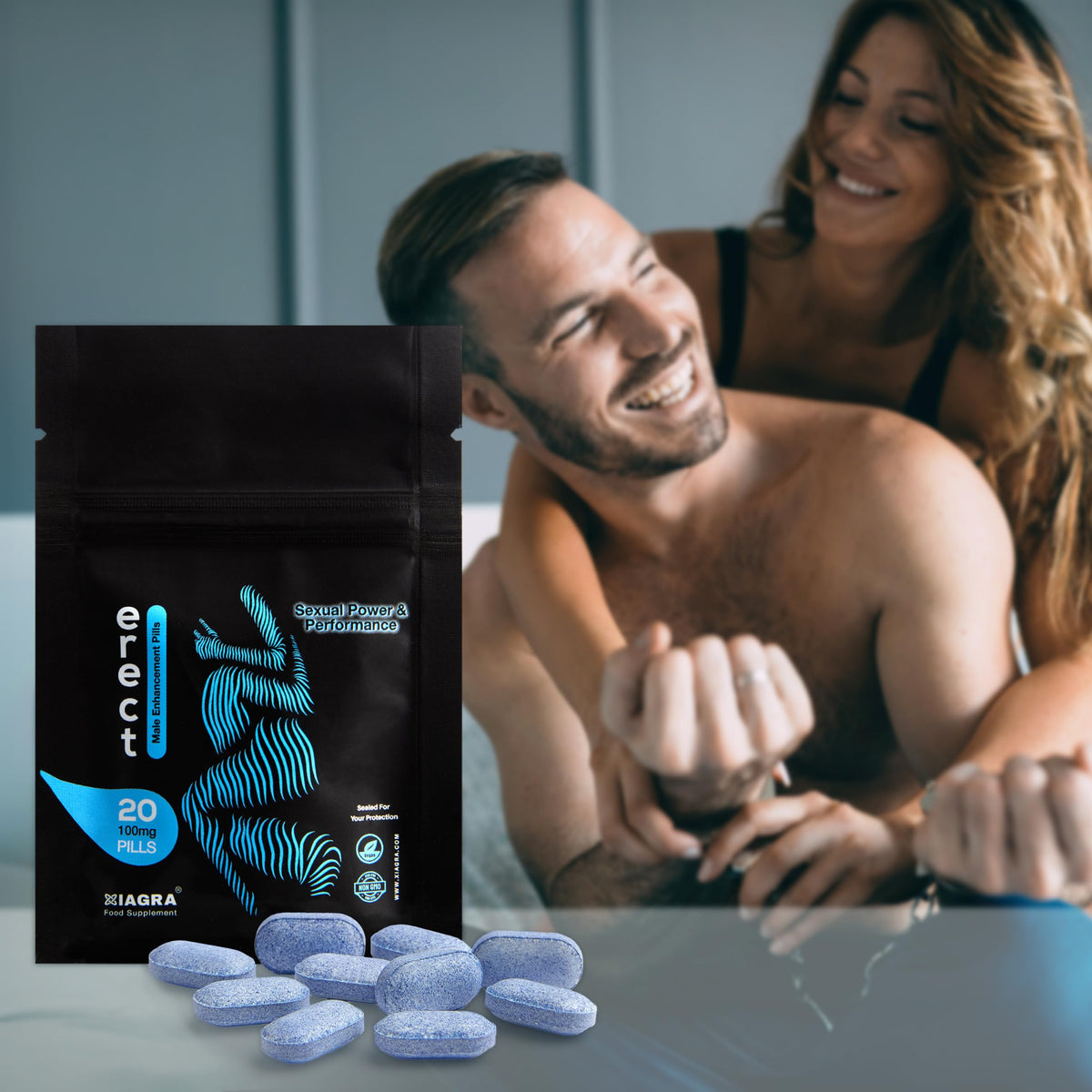 XIAGRA Erect ™ 20 Blue Pills | 100mg | Men's Sexual Power & Performance Enhancer | Unlock Your Passion with This Potent Natural Intimacy Support | Made in UK